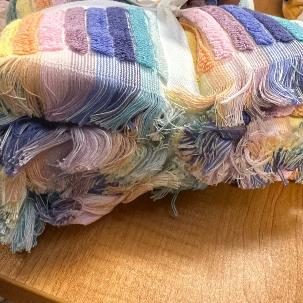 Colorful Striped Towel Set Calypso Pastel cotton 2 Towels hand towels LAST SETS